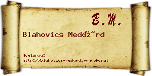 Blahovics Medárd névjegykártya